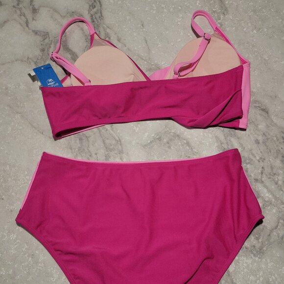 Cupshe Pink Colorblock Bikini Set | Large Bottoms / Medium Top | NWT - Picture 2 of 3